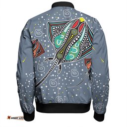 Australia Aboriginal Bomber Jacket - Stingray Art In Aboriginal Dot Style Bomber Jacket