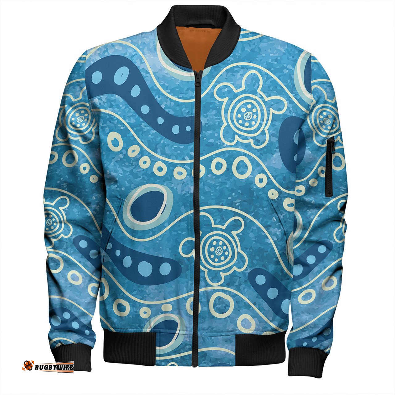 Australia Aboriginal Bomber Jacket - River With Aboriginal Dot Art Inspired Bomber Jacket