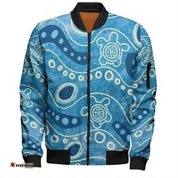 Australia Aboriginal Bomber Jacket - River With Aboriginal Dot Art Inspired Bomber Jacket
