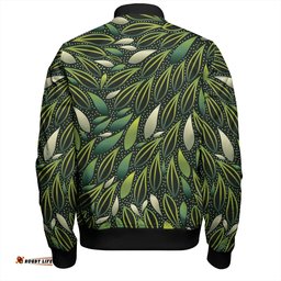 Australia Aboriginal Bomber Jacket - Green Bush Leaves Seamless Bomber Jacket