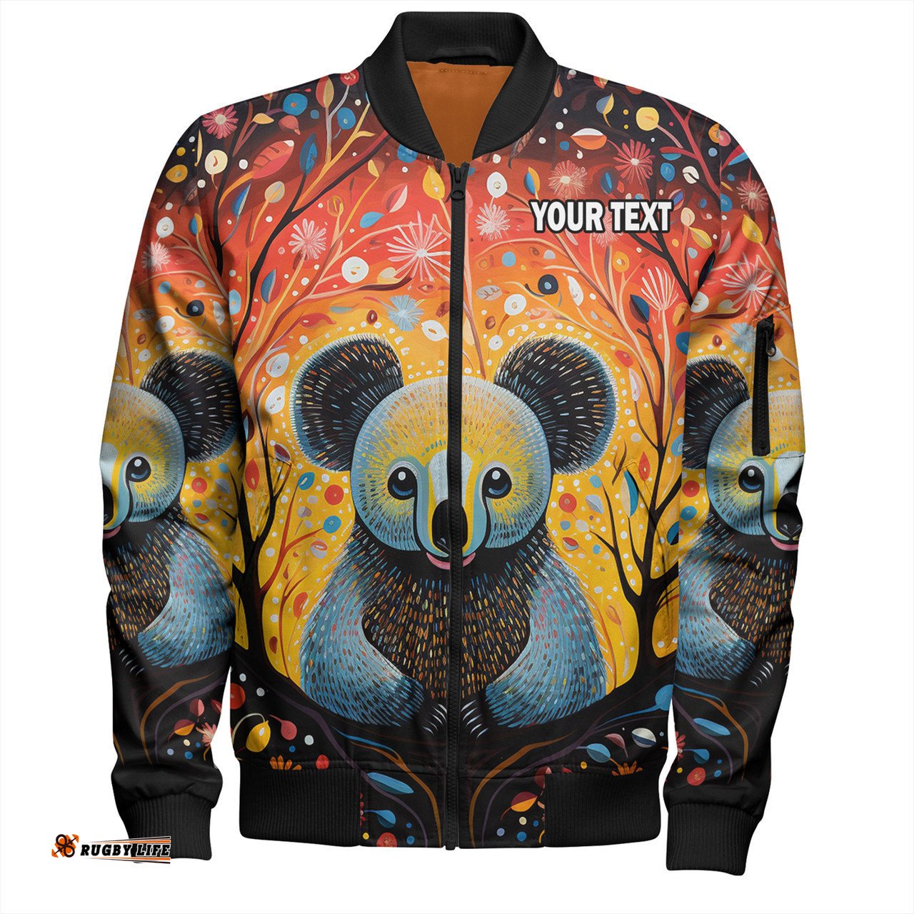 Australia Koala Custom Bomber Jacket - Aboriginal Koala With Flowers Bomber Jacket