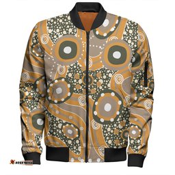 Australia Aboriginal Bomber Jacket - Orange Aboriginal Dot Art Inspired Bomber Jacket