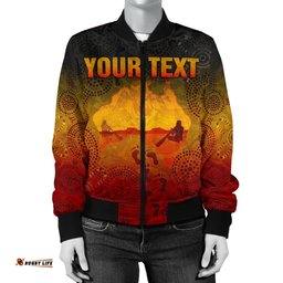Custom Aboriginal Women's Bomber Jacket, Australian Map with Indigenous Color