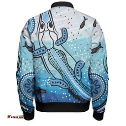 Australia Crocodile Bomber Jacket - Aboriginal Dot Artwork With Crocodile Bomber Jacket
