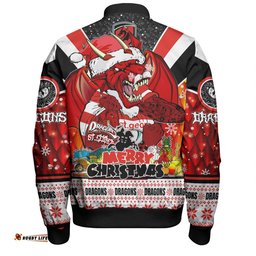 St. George Illawarra Dragons Christmas Custom Bomber Jacket - Dragons Santa Aussie Big Things Bomber Jacket