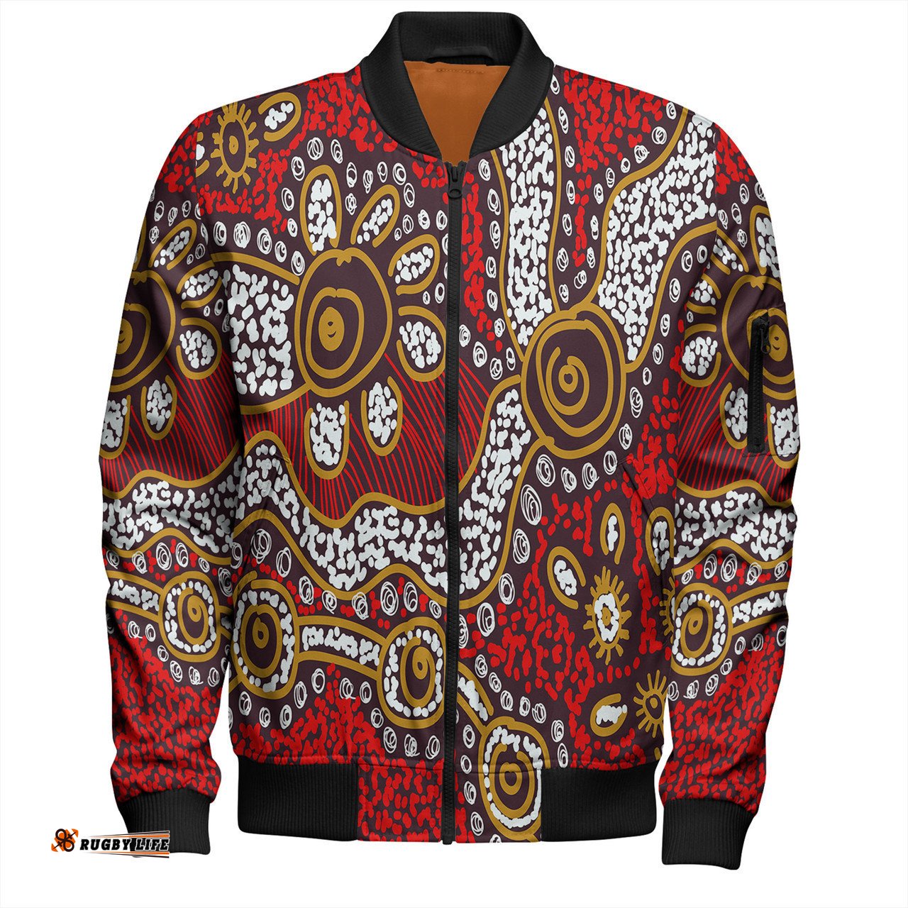 Australia Aboriginal Bomber Jacket - Aboriginal Contemporary Dot Painting Inspired Bomber Jacket