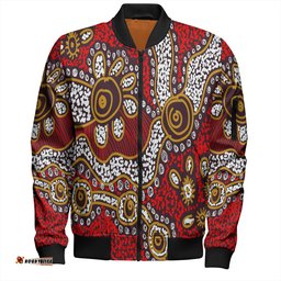 Australia Aboriginal Bomber Jacket - Aboriginal Contemporary Dot Painting Inspired Bomber Jacket