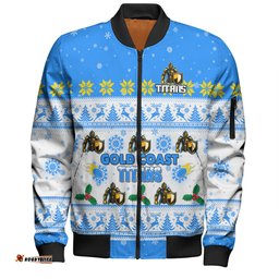Gold Coast Titans Christmas Custom Bomber Jacket - Special Ugly Christmas Bomber Jacket