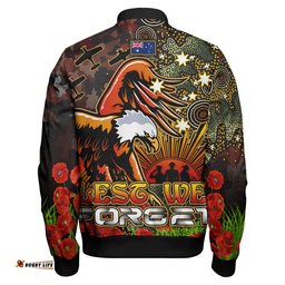 Eagles Rugby Bomber Jacket - Anzac Eagles with Remembrance Poppy and Indigenous Patterns Bomber Jacket RLT13