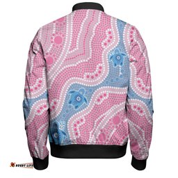 Australia Personalised Aboriginal Custom Bomber Jacket - River And Turtles Dot Art Painting Pink Bomber Jacket