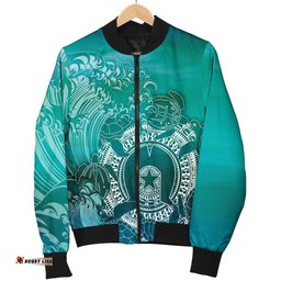 Aboriginal Men's Bomber Jacket, Torres Strait Islands in Wave