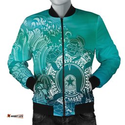 Aboriginal Men's Bomber Jacket, Torres Strait Islands in Wave