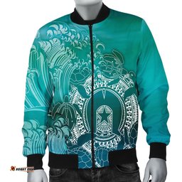 Aboriginal Men's Bomber Jacket, Torres Strait Islands in Wave