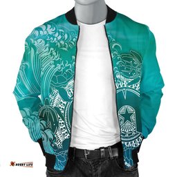 Aboriginal Men's Bomber Jacket, Torres Strait Islands in Wave