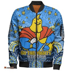 Gold Coast Titans Custom Bomber Jacket - Custom With Aboriginal Inspired Style Of Dot Painting Patterns Bomber Jacket
