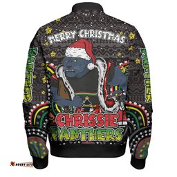 Penrith Panthers Christmas Custom Bomber Jacket - Christmas Knit Patterns Vintage Jersey Ugly Bomber Jacket