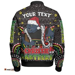 Penrith Panthers Christmas Custom Bomber Jacket - Christmas Knit Patterns Vintage Jersey Ugly Bomber Jacket