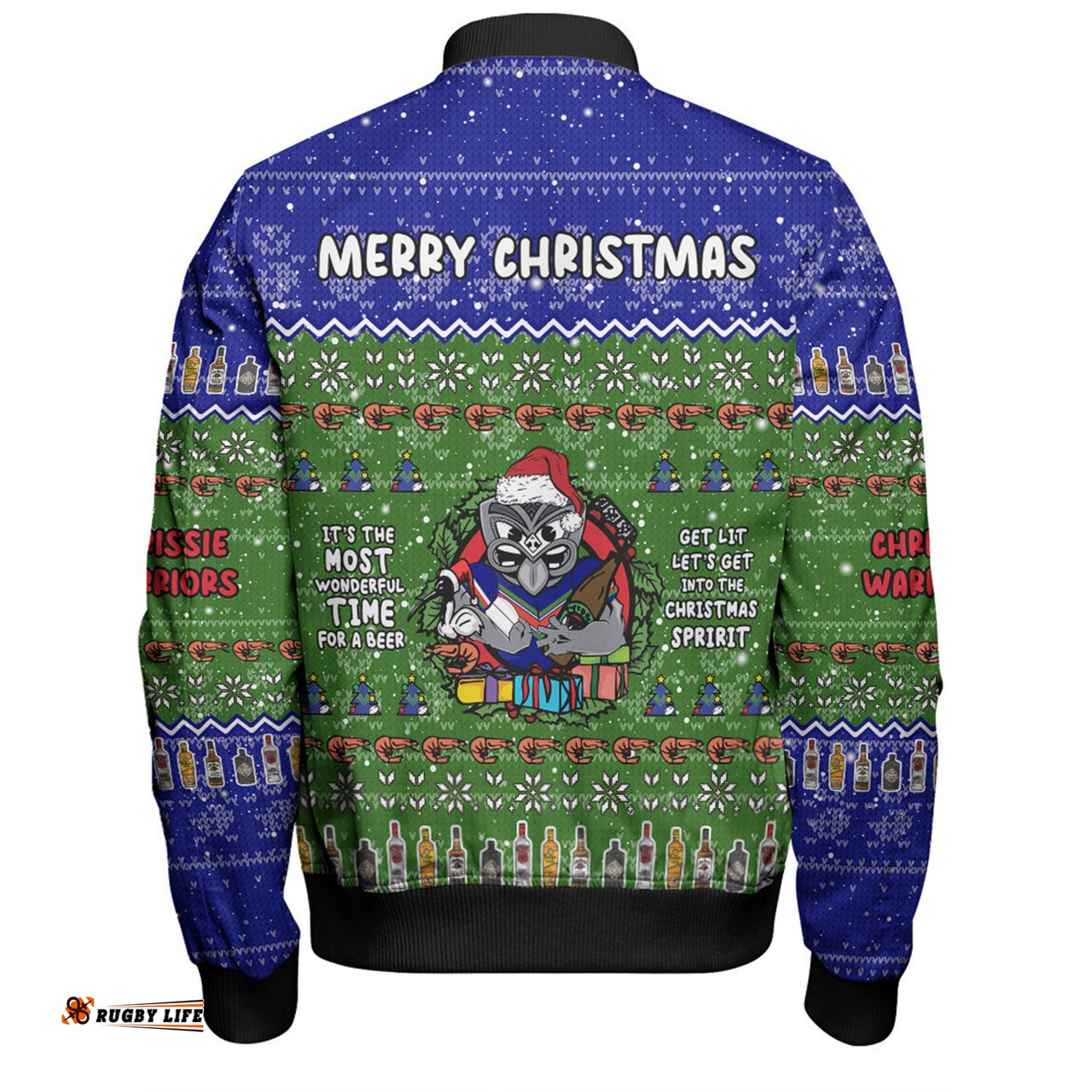 New Zealand Warriors Christmas Custom Bomber Jacket - Chrissie Spirit Bomber Jacket