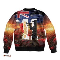 Australia Rememberance Day Bomber Jacket 11 November Poppy Field With Last Post