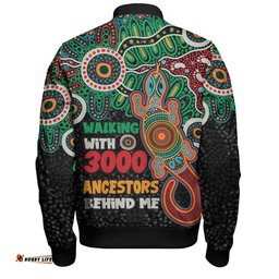 Australia Aboriginal Bomber Jacket - Walking with 3000 Ancestors Behind Me With Goanna Bomber Jacket
