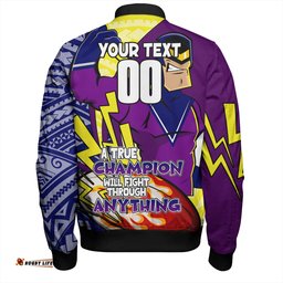 Melbourne Storm Grand Final Bomber Jacket - A True Champion Will Fight Through Anything With Polynesian Patterns