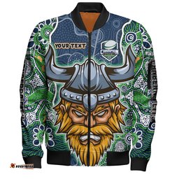 Canberra Raiders Grand Final Custom Bomber Jacket - Custom Raiders Contemporary Style Of Aboriginal Painting Bomber Jacket