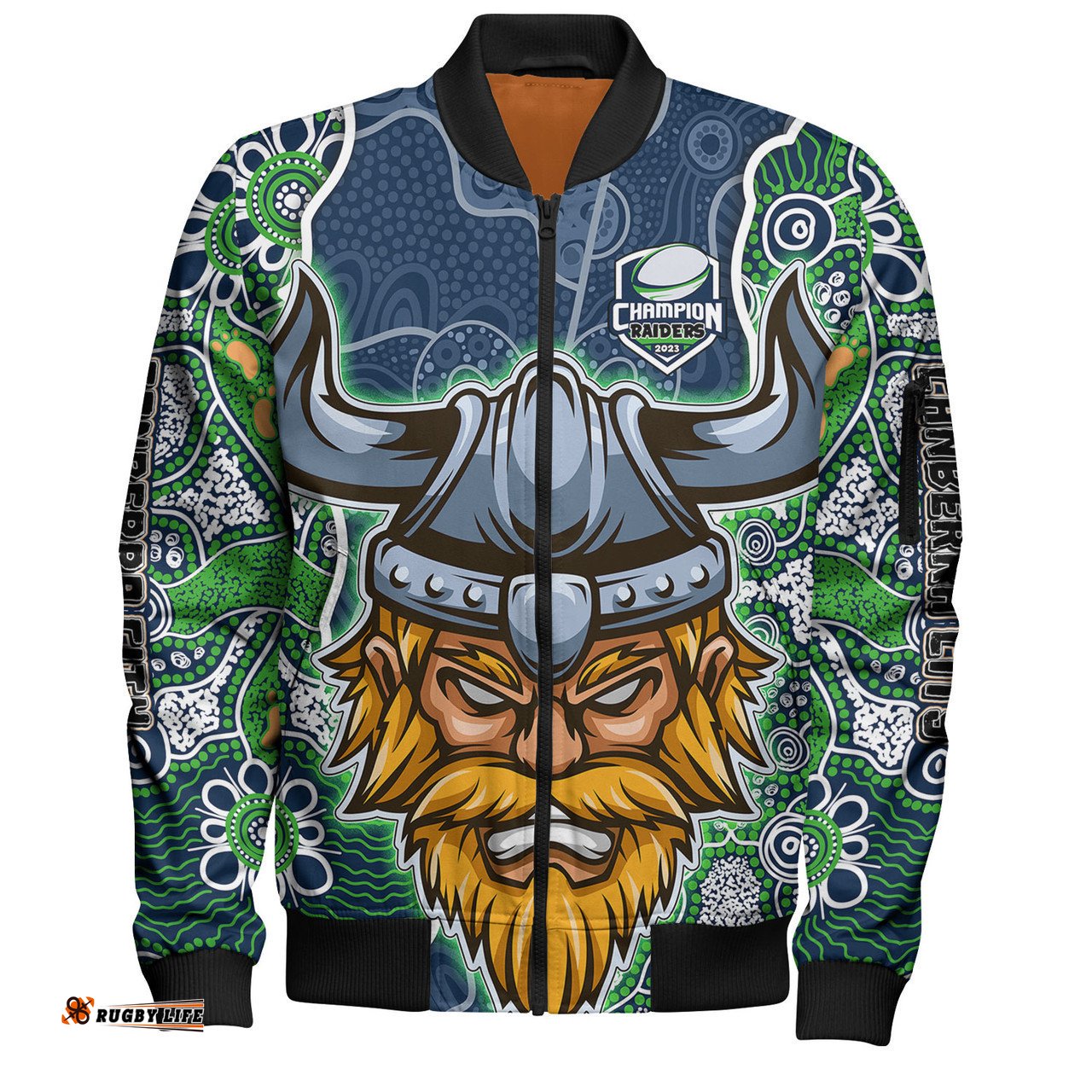 Canberra Raiders Grand Final Custom Bomber Jacket - Custom Raiders Contemporary Style Of Aboriginal Painting Bomber Jacket