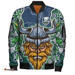 Canberra Raiders Grand Final Custom Bomber Jacket - Custom Raiders Contemporary Style Of Aboriginal Painting Bomber Jacket