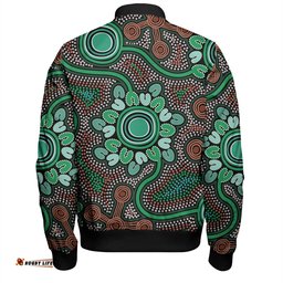 Australia Aboriginal Bomber Jacket - Aboriginal Green Dot Art Inspired Bomber Jacket