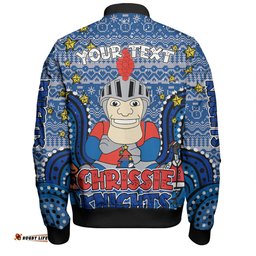 Newcastle Knights Christmas Custom Bomber Jacket - Christmas Knit Patterns Vintage Jersey Ugly Bomber Jacket