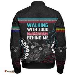 Australia Aboriginal Bomber Jacket - Walking with 3000 Ancestors Behind Me Black Bomber Jacket