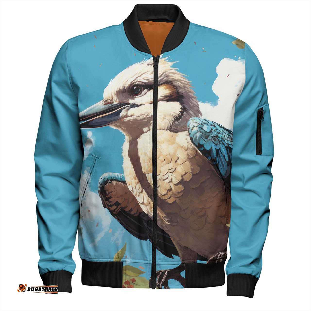 Australia Kookaburra Bomber Jacket - Kookaburra Blue Background Bomber Jacket