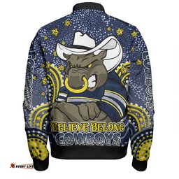 North Queensland Cowboys Custom Bomber Jacket - Custom With Aboriginal Inspired Style Of Dot Painting Patterns Bomber Jacket