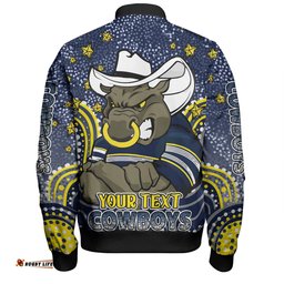 North Queensland Cowboys Custom Bomber Jacket - Custom With Aboriginal Inspired Style Of Dot Painting Patterns Bomber Jacket