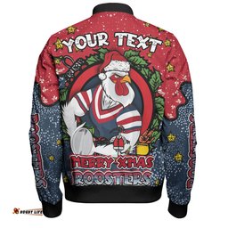Sydney Roosters Christmas Custom Bomber Jacket - Merry Christmas Our Beloved Team With Aboriginal Dot Art Pattern Bomber Jacket