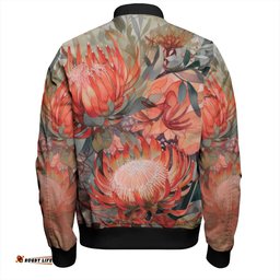 Australia Waratah Bomber Jacket - Red Orange Waratah Flowers Art Bomber Jacket