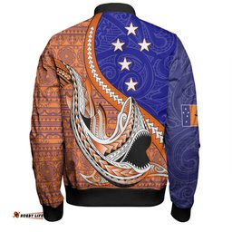 Australia South Sea Islanders Bomber Jacket - New Ireland Flag With Polynesian Shark Pattern Bomber Jacket