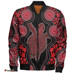 Australia Bomber Jacket - Aboriginal Art Red Turtle Inspired