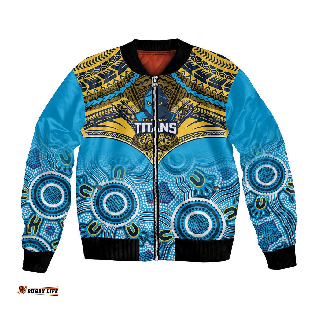 Titans Rugby Bomber Jacket Aboriginal Mix Polynesian Pattern