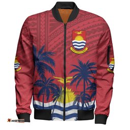Australia South Sea Islanders Bomber Jacket - Gilbert Islands In Polynesian Pattern With Coconut Trees Bomber Jacket