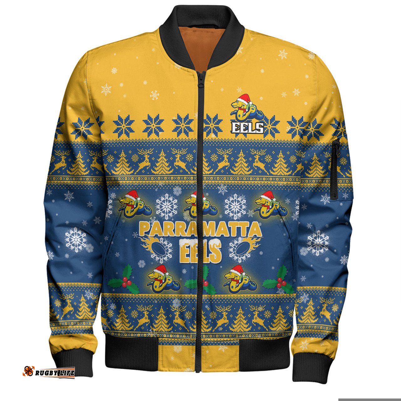 Parramatta Eels Christmas Custom Bomber Jacket - Special Ugly Christmas Bomber Jacket