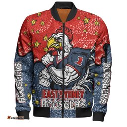 Sydney Roosters Custom Bomber Jacket - Team With Dot And Star Patterns For Tough Fan Bomber Jacket
