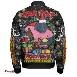 Penrith Panthers Christmas Custom Bomber Jacket - Merry Christmas Our Beloved Team With Aboriginal Dot Art Pattern Bomber Jacket