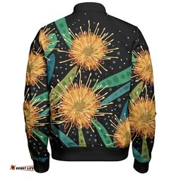Australia Flowers Aboriginal Bomber Jacket - Australian Yellow Hakea Flower Art Bomber Jacket