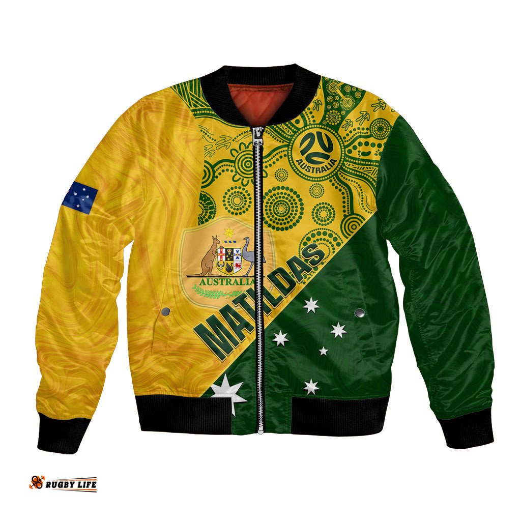 Custom Matildas Soccer Bomber Jacket Australian Indigenous National Color