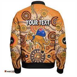 Australia Aboriginal Custom Bomber Jacket - Dragonfly Flies Into Beehive And Snake Circle Bomber Jacket