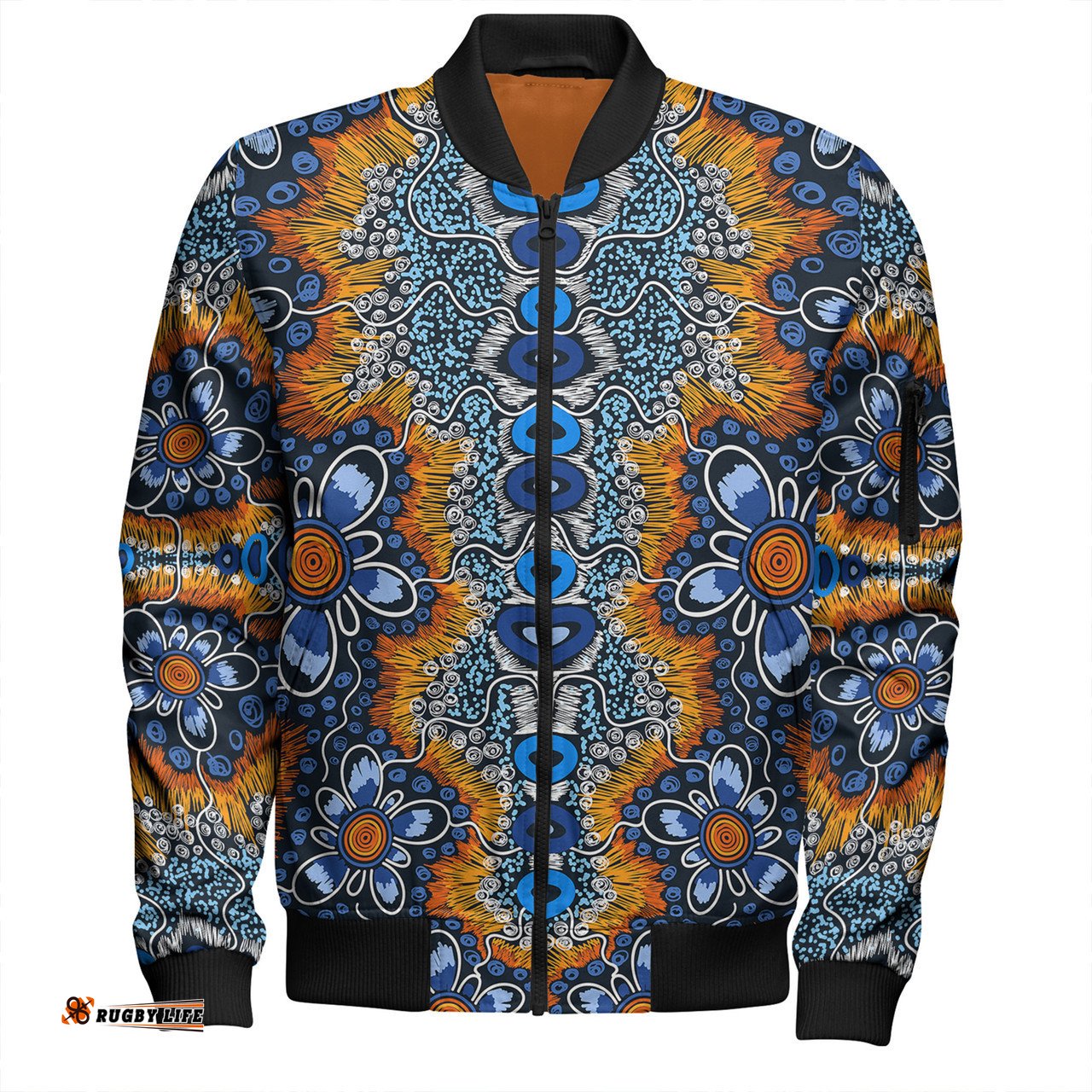 Australia Aboriginal Bomber Jacket - Aboriginal Flowers Art Bomber Jacket