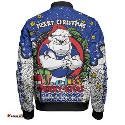 Canterbury-Bankstown Bulldogs Christmas Custom Bomber Jacket - Merry Christmas Our Beloved Team With Aboriginal Dot Art Pattern Bomber Jacket