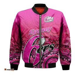 Custom Personalised Sydney Sixers Indigenous Aboriginal Arts Bomber Jacket