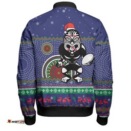 New Zealand Warriors Christmas Custom Bomber Jacket - Ugly Xmas And Aboriginal Patterns For Die Hard Fan Bomber Jacket
